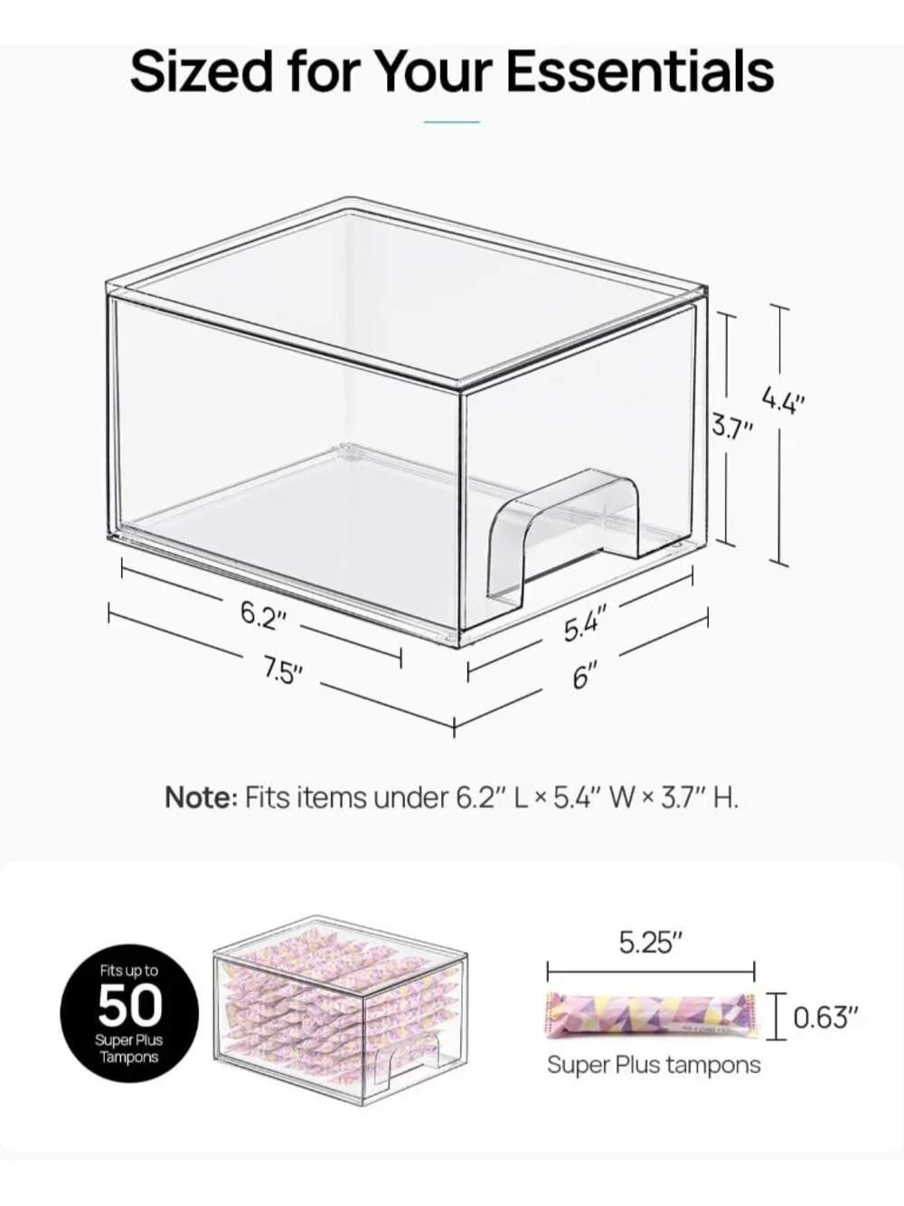 New 4 Pack Clear Stackable Storage Drawers Acrylic Makeup Vanity Organizer Bins